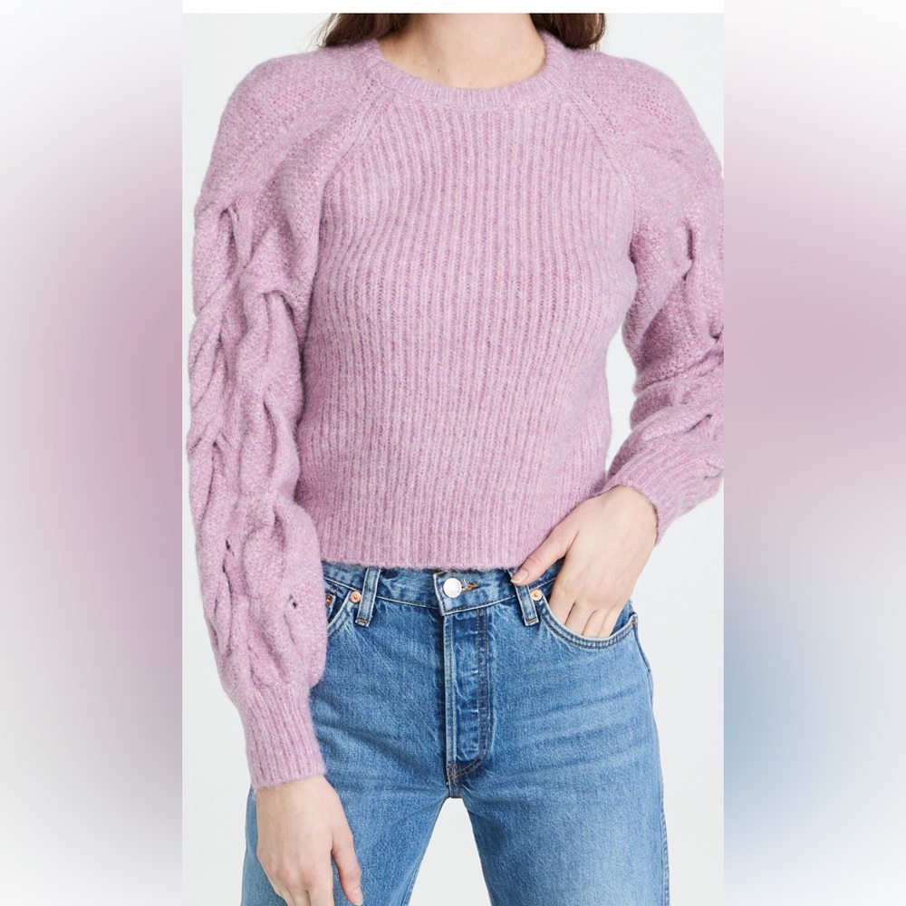 Astr the Label heavy knit sweater with puff sleeves